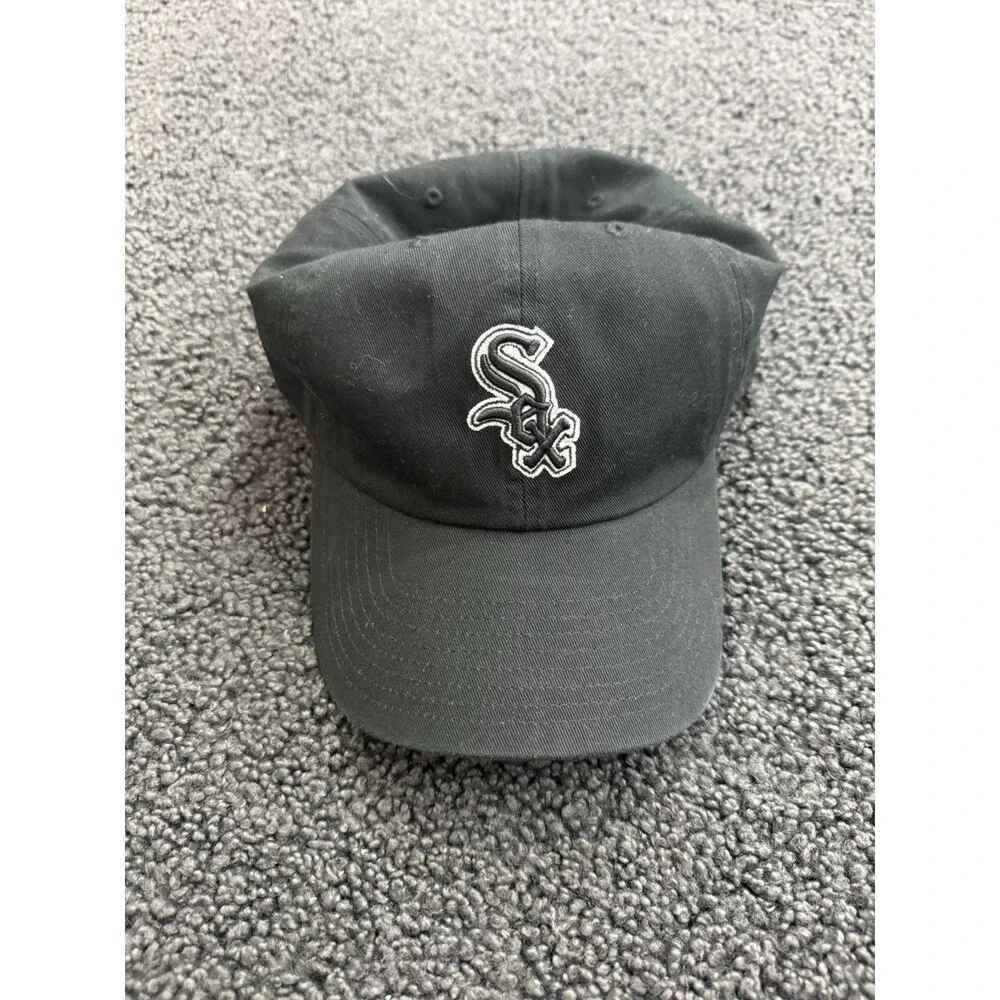 MLB Chicago White Sox 47 Brand Clean Up Strapback Adjustable Dad Hat OSFA Black